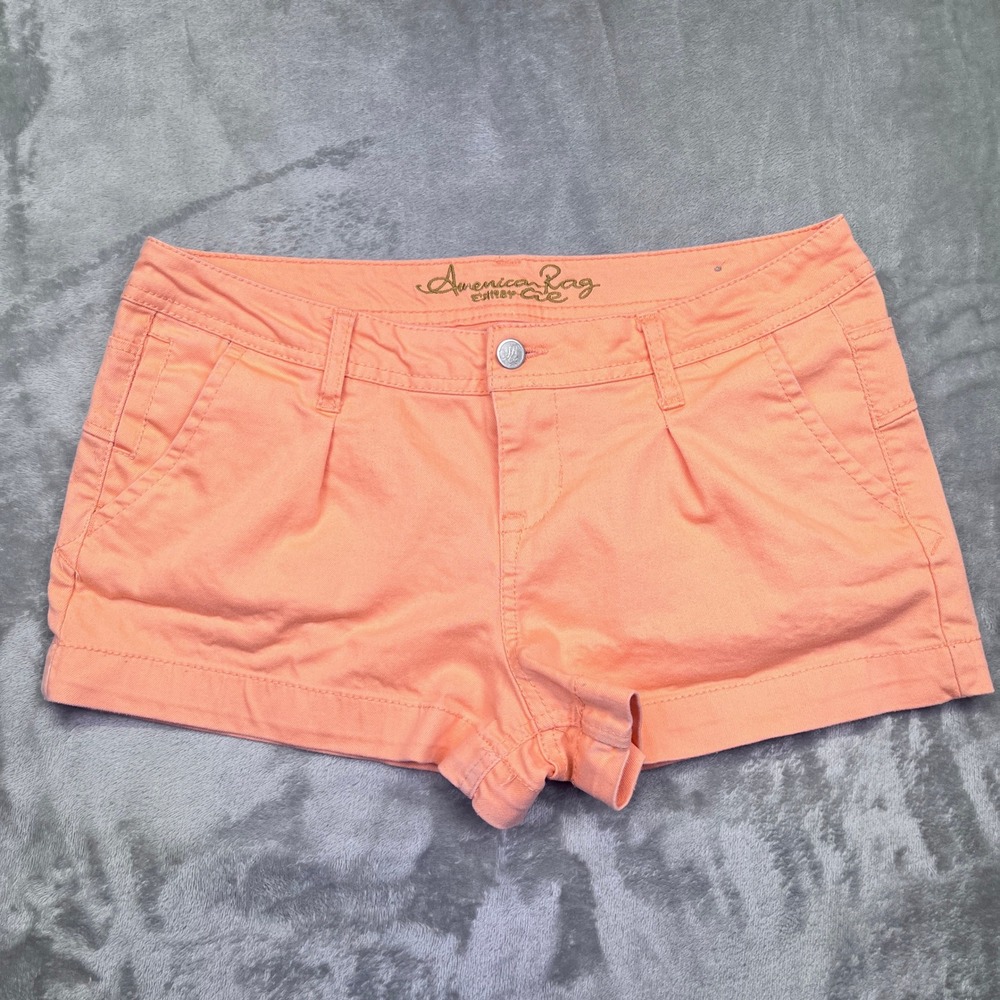 American Rag CIE Coral Orange Pleated Shorts Casual Summer Womens Sz 9 Fits 32"